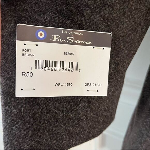 Men’s Ben Sherman Single Breasted Wool Overcoat in Brown, 50R, NWT - Picture 8 of 8